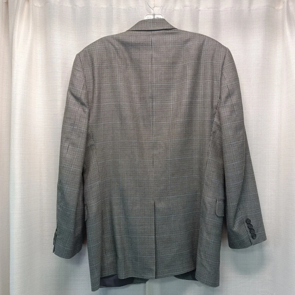 Lauren Ralph‎ Lauren Mens 40R Houndstooth Blazer Blue Plaid Sport Coat 2 Button